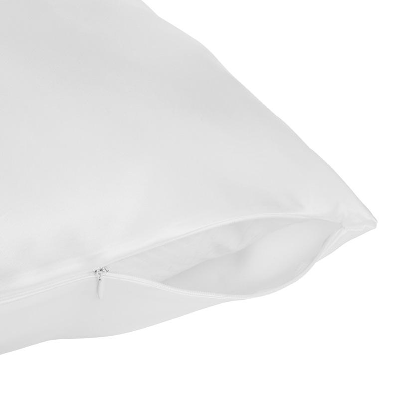 White silk pillowcase with zip fastening